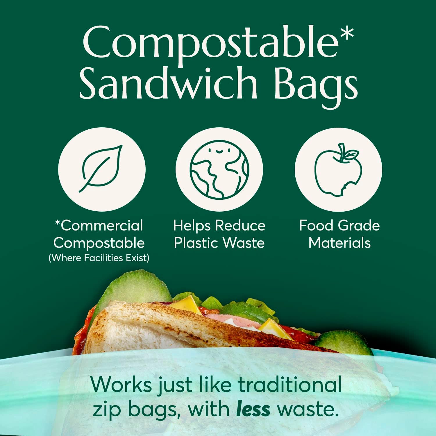Compostable Food Storage Bag Sandwich Size-Toppalletfly