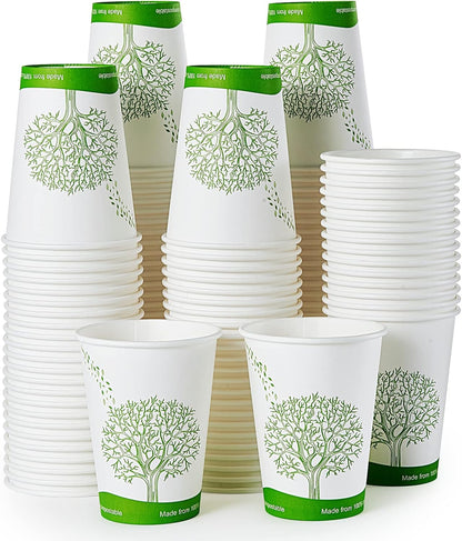 Compostable Paper Cups, Biodegradable Disposable Paper Coffee Cups with PLA Lined, Eco-friendly Hot Drinking Cups-Toppalletfly