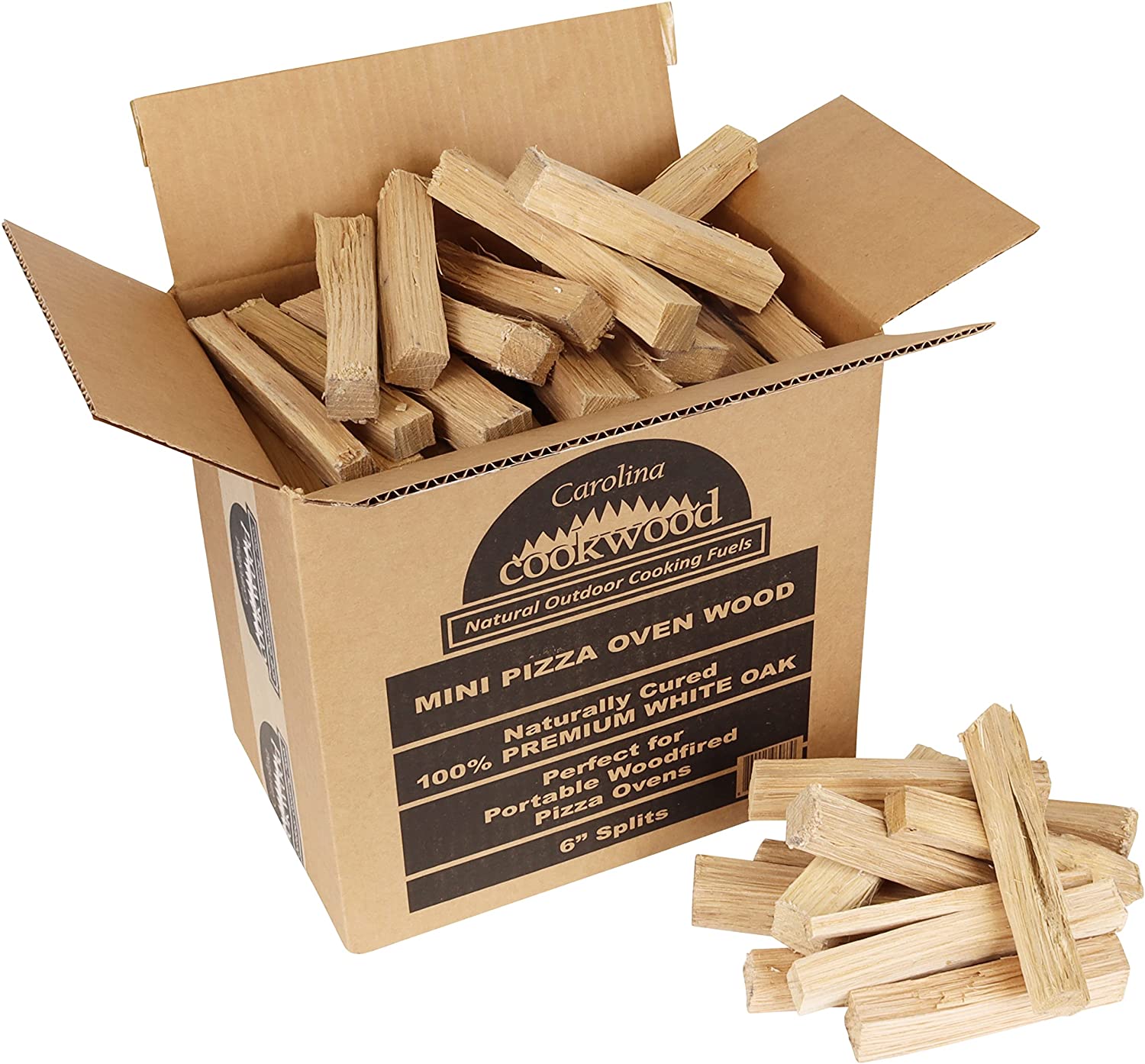 Cookwood Pizza Oven Wood 6 Inch Mini Splits Naturally Cured White Oak for Portable Wood Fired Ovens 650 Cubic Inches-Toppalletfly