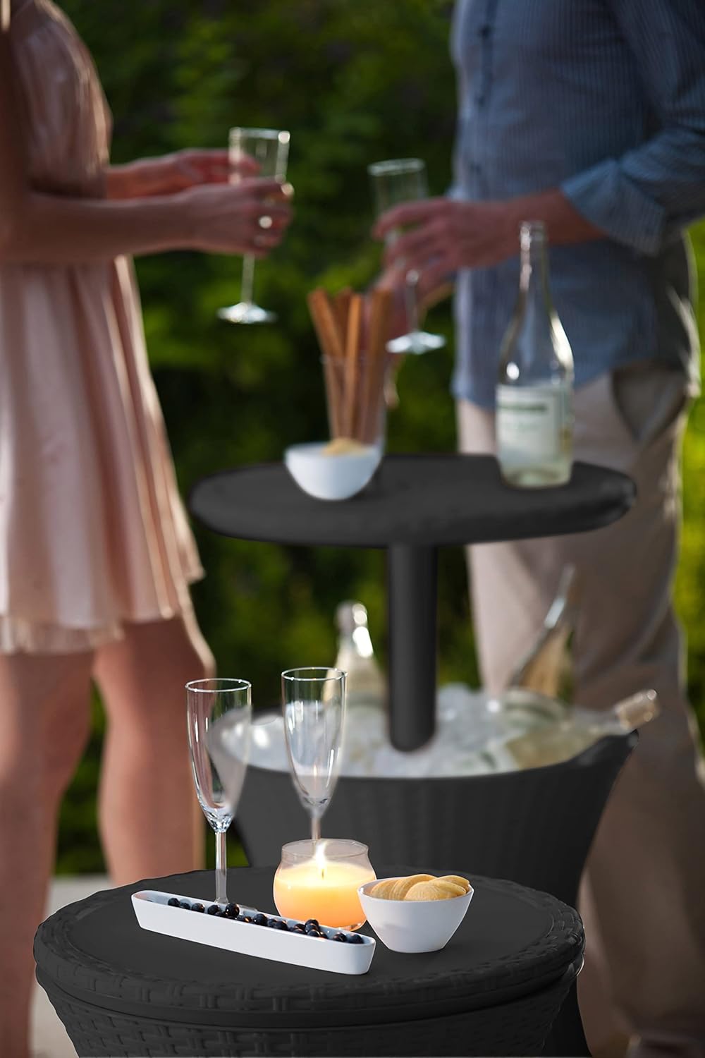 Cool Bar Outdoor Patio Furniture and Hot Tub Side Table with 7.5 Gallon Beer and Wine Cooler-Toppalletfly