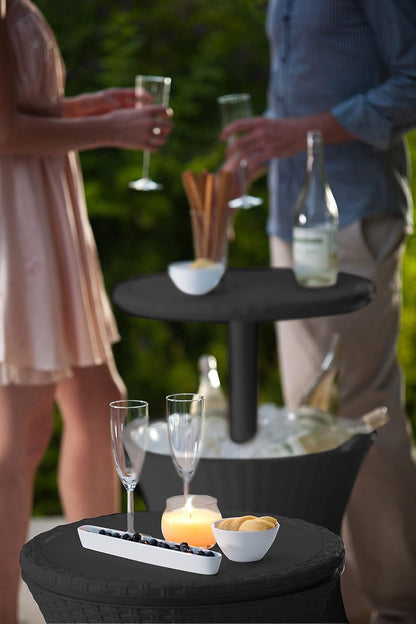 Cool Bar Outdoor Patio Furniture and Hot Tub Side Table with 7.5 Gallon Beer and Wine Cooler-Toppalletfly