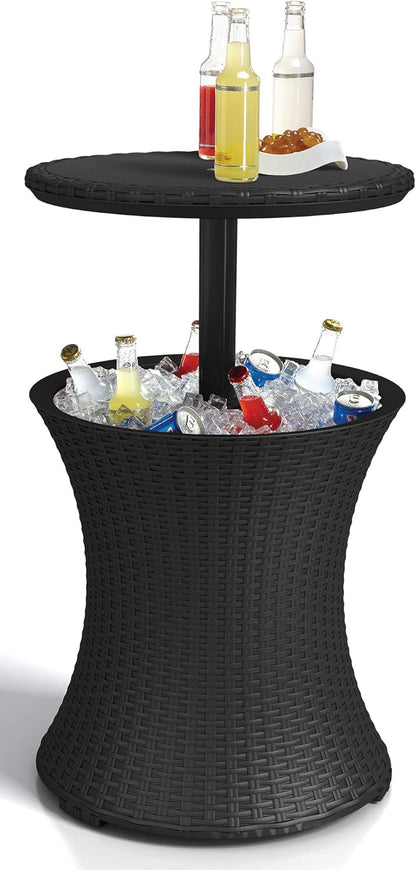 Cool Bar Outdoor Patio Furniture and Hot Tub Side Table with 7.5 Gallon Beer and Wine Cooler-Toppalletfly
