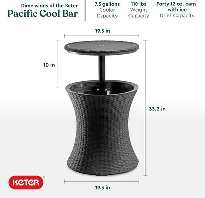 Cool Bar Outdoor Patio Furniture and Hot Tub Side Table with 7.5 Gallon Beer and Wine Cooler-Toppalletfly