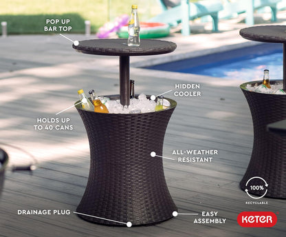 Cool Bar Outdoor Patio Furniture and Hot Tub Side Table with 7.5 Gallon Beer and Wine Cooler-Toppalletfly