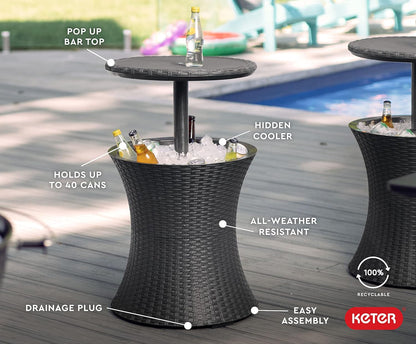 Cool Bar Outdoor Patio Furniture and Hot Tub Side Table with 7.5 Gallon Beer and Wine Cooler-Toppalletfly