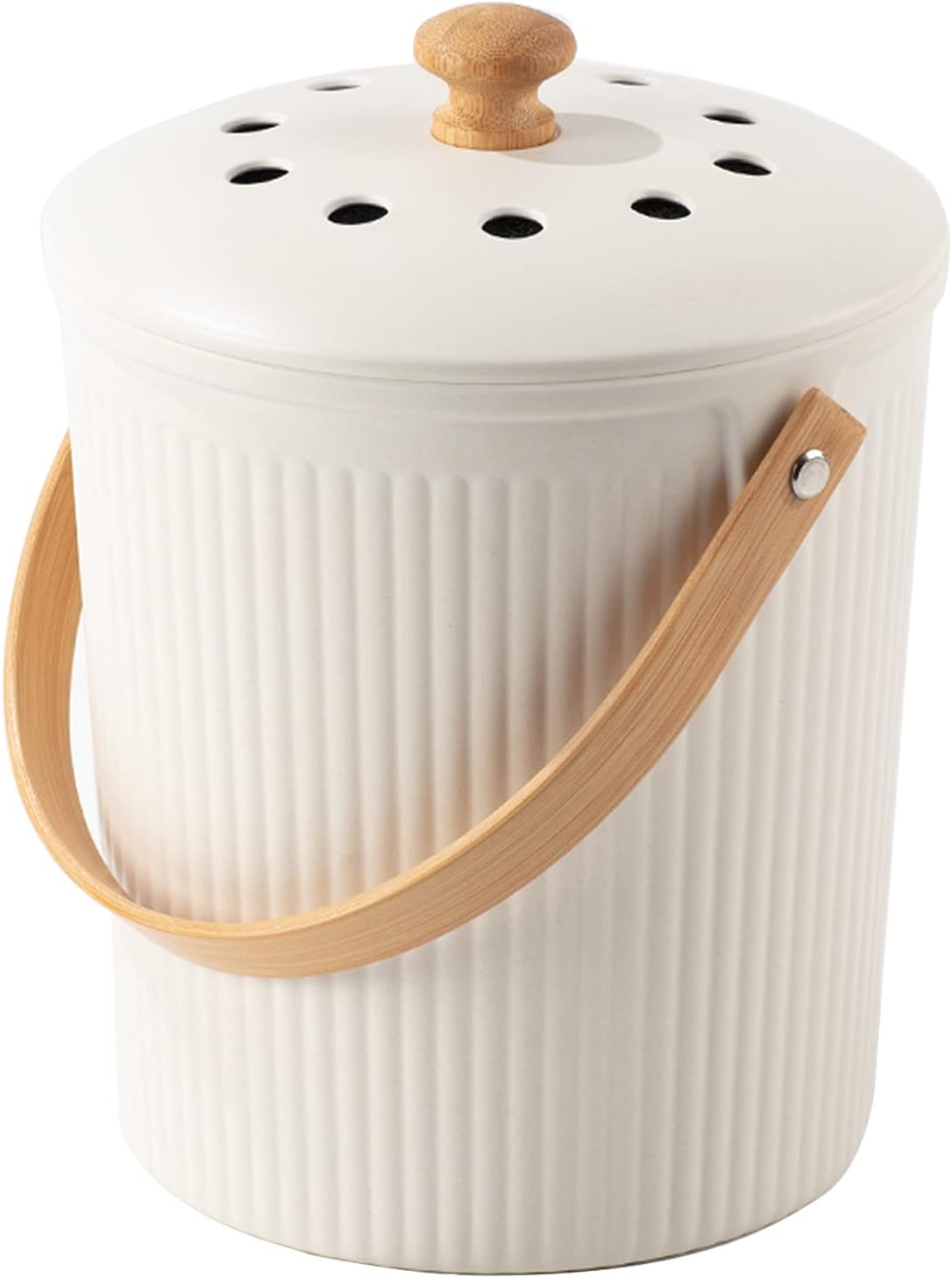 Countertop Compost Bin with Lid, Made of Sustainable Bamboo Fiber, Odorless, 1 Gallon-Toppalletfly