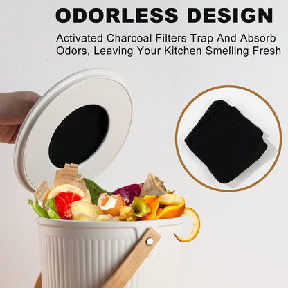Countertop Compost Bin with Lid, Made of Sustainable Bamboo Fiber, Odorless, 1 Gallon-Toppalletfly