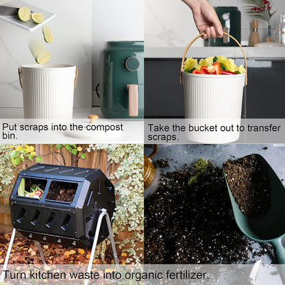Countertop Compost Bin with Lid, Made of Sustainable Bamboo Fiber, Odorless, 1 Gallon-Toppalletfly