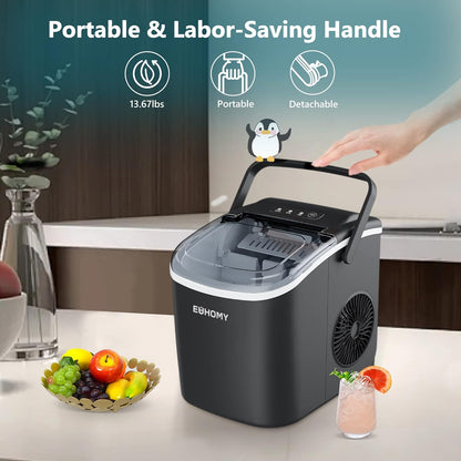 Countertop Ice Maker – 26 lbs/24hrs, 9 Cubes in 6 Mins, Auto-Cleaning, Portable with Basket & Scoop-Toppalletfly