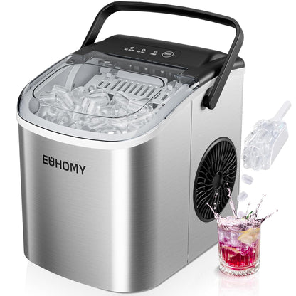 Countertop Ice Maker – 26 lbs/24hrs, 9 Cubes in 6 Mins, Auto-Cleaning, Portable with Basket & Scoop-Toppalletfly