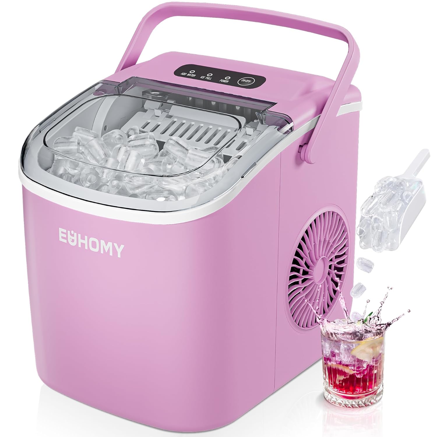 Countertop Ice Maker – 26 lbs/24hrs, 9 Cubes in 6 Mins, Auto-Cleaning, Portable with Basket & Scoop-Toppalletfly