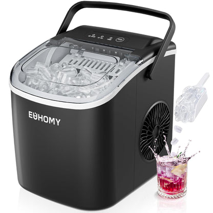 Countertop Ice Maker – 26 lbs/24hrs, 9 Cubes in 6 Mins, Auto-Cleaning, Portable with Basket & Scoop-Toppalletfly