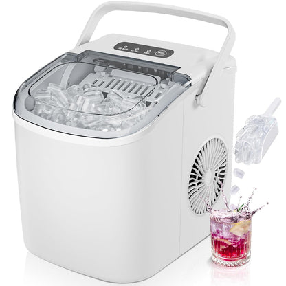 Countertop Ice Maker – 26 lbs/24hrs, 9 Cubes in 6 Mins, Auto-Cleaning, Portable with Basket & Scoop-Toppalletfly
