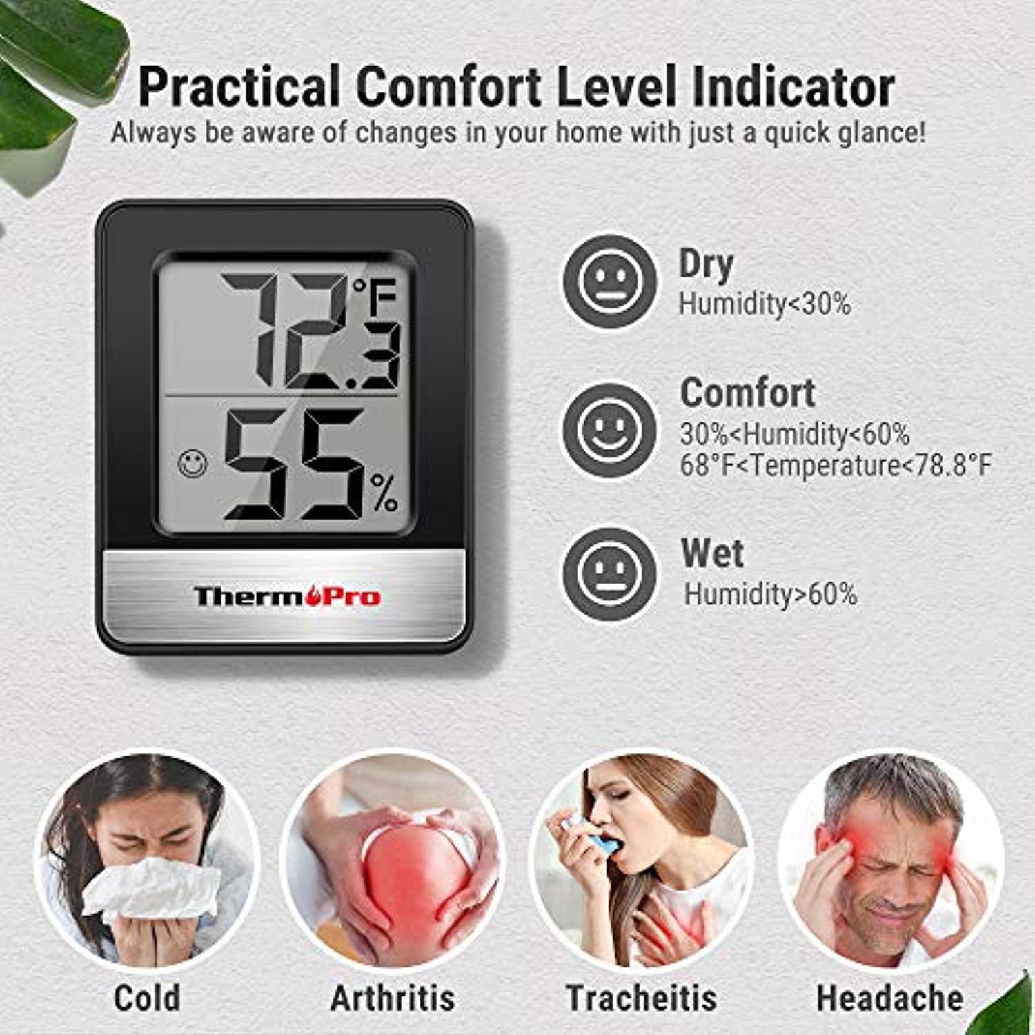 Digital Hygrometer Indoor Thermometer Humidity Meter Room Thermometer-Toppalletfly