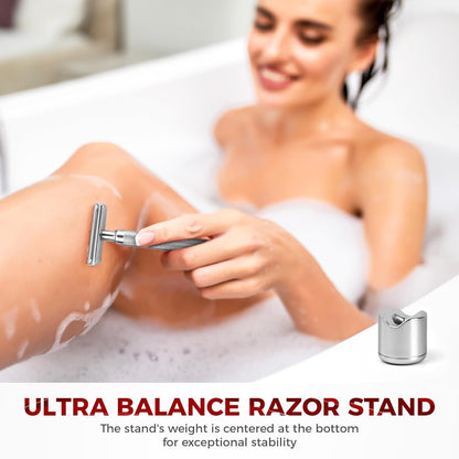 Double Edge Safety Razor with Stand, Durable, Long-Lasting Stainless Steel Construction-Toppalletfly