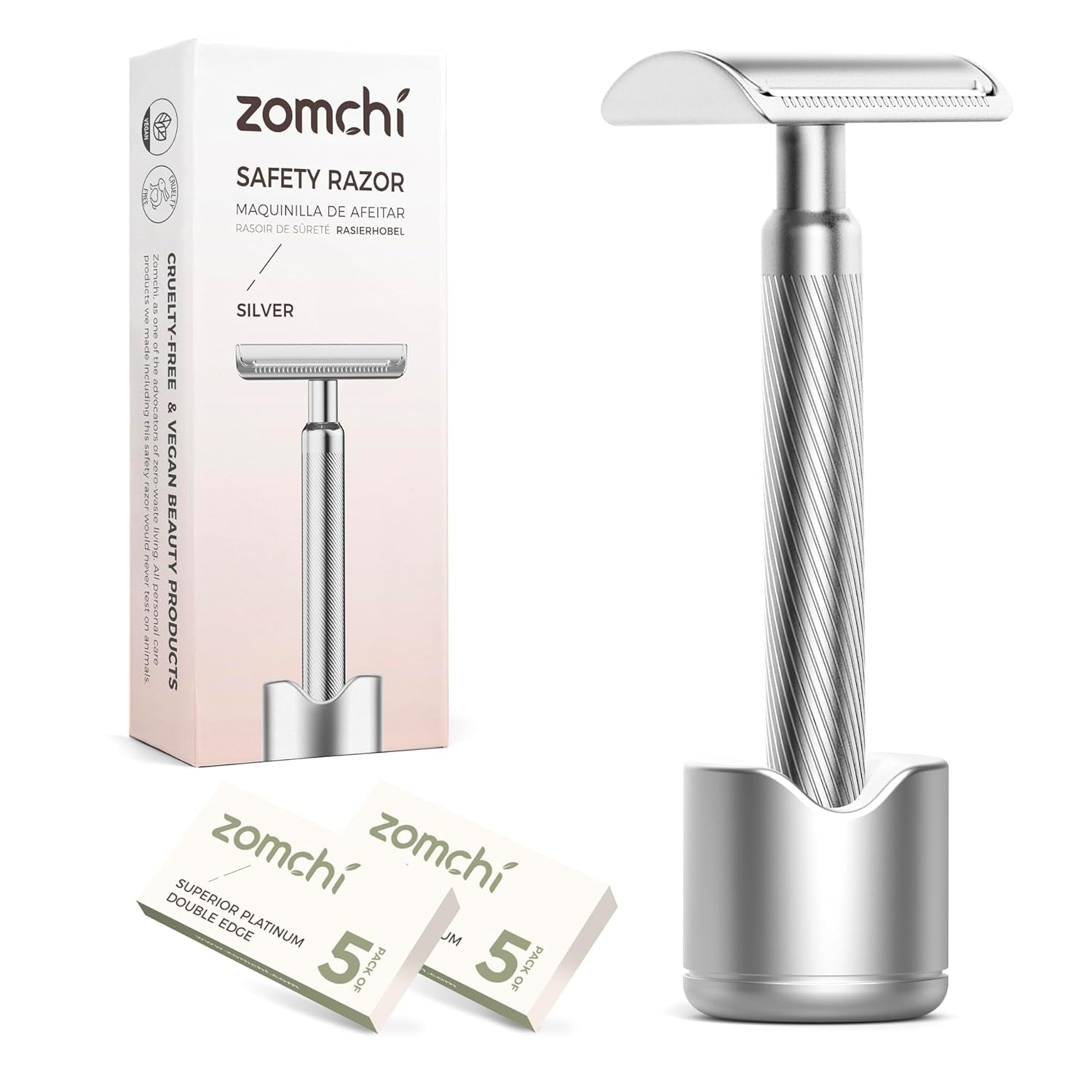 Double Edge Safety Razor with Stand, Durable, Long-Lasting Stainless Steel Construction-Toppalletfly