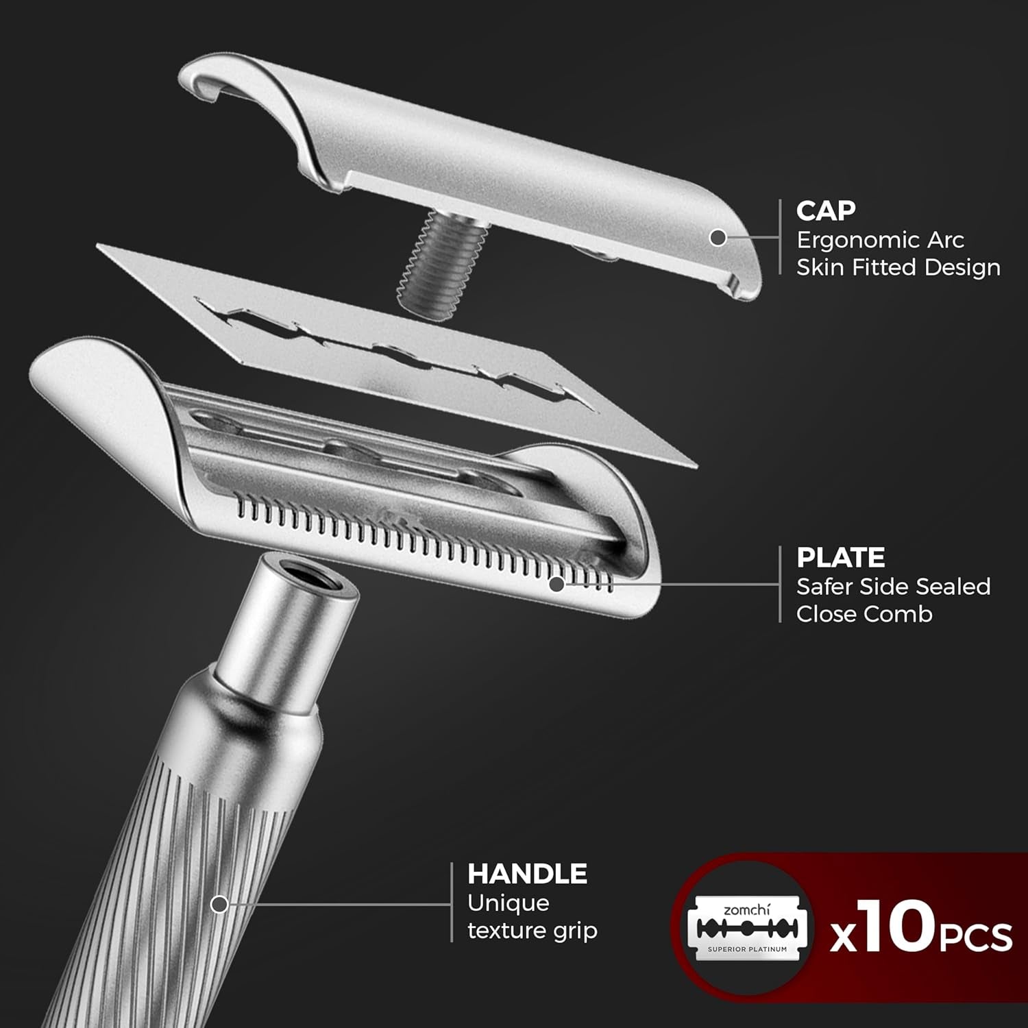 Double Edge Safety Razor with Stand, Durable, Long-Lasting Stainless Steel Construction-Toppalletfly