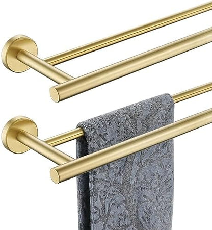 Double Towel Bar, 304 Stainless Steel Thicken 0.8mm Bath Towel Rack for Bathroom, Towel Holder Wall Mount-Toppalletfly