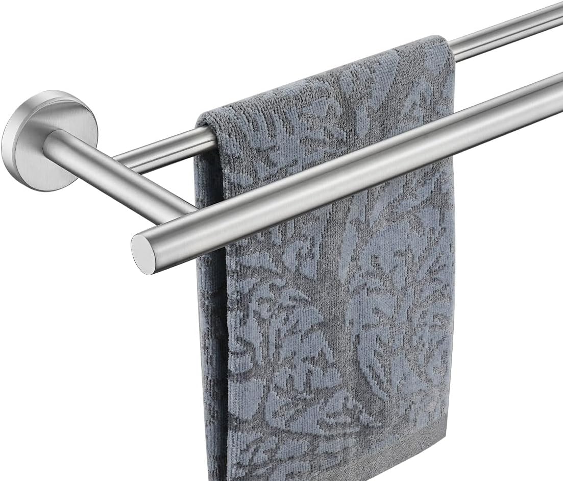 Double Towel Bar, 304 Stainless Steel Thicken 0.8mm Bath Towel Rack for Bathroom, Towel Holder Wall Mount-Toppalletfly