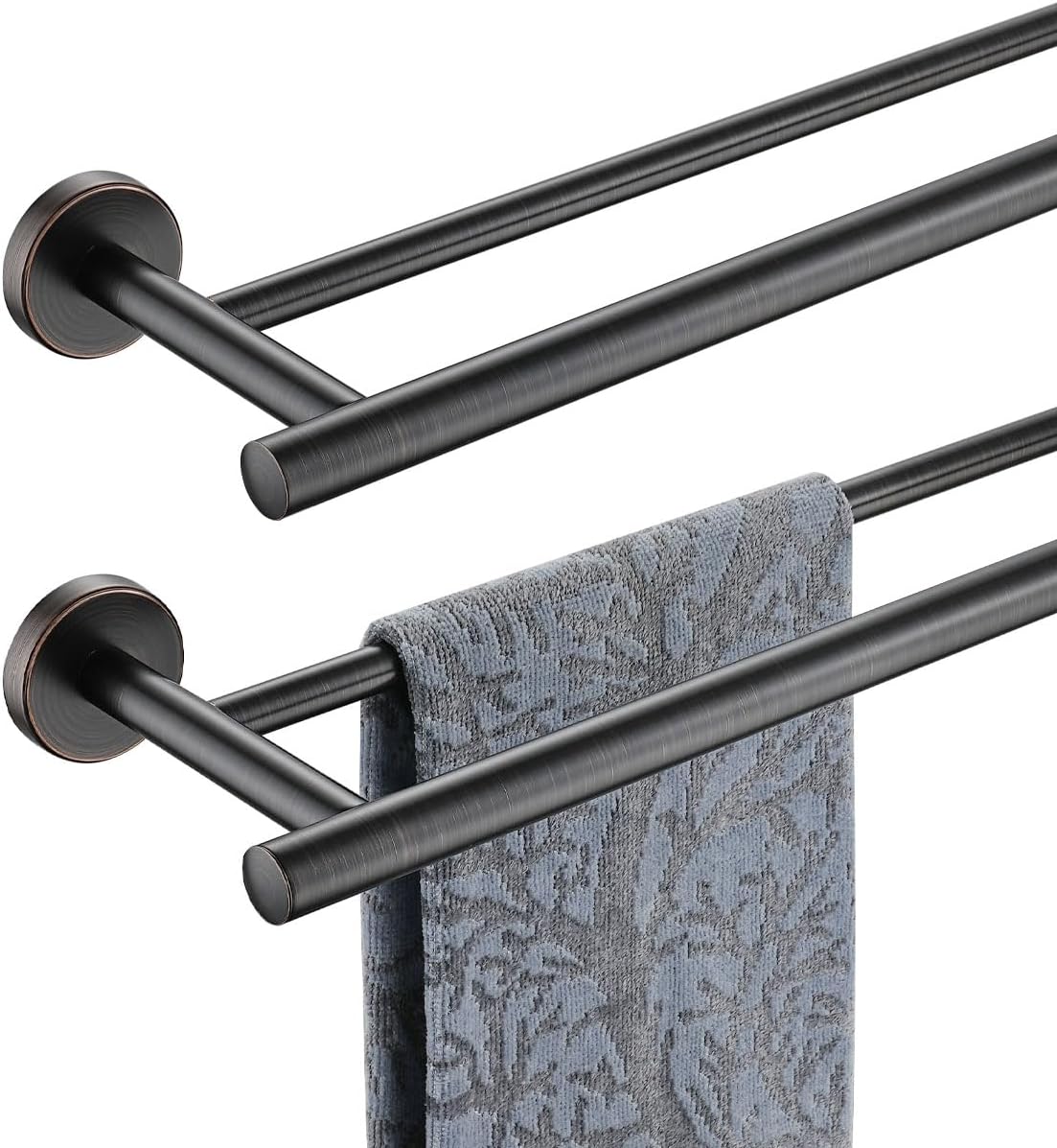 Double Towel Bar, 304 Stainless Steel Thicken 0.8mm Bath Towel Rack for Bathroom, Towel Holder Wall Mount-Toppalletfly