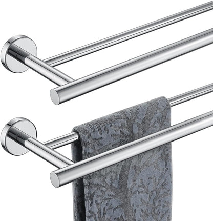Double Towel Bar, 304 Stainless Steel Thicken 0.8mm Bath Towel Rack for Bathroom, Towel Holder Wall Mount-Toppalletfly