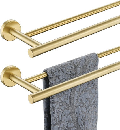 Double Towel Bar, 304 Stainless Steel Thicken 0.8mm Bath Towel Rack for Bathroom, Towel Holder Wall Mount-Toppalletfly