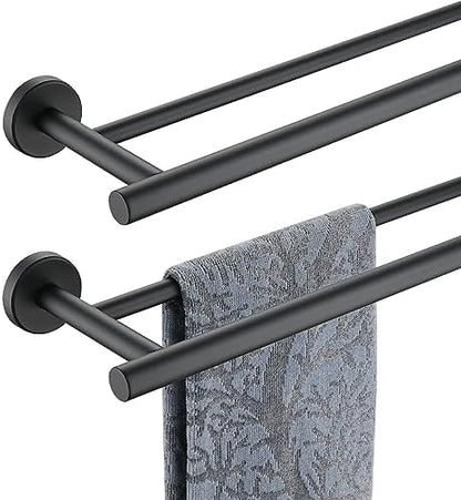 Double Towel Bar, 304 Stainless Steel Thicken 0.8mm Bath Towel Rack for Bathroom, Towel Holder Wall Mount-Toppalletfly