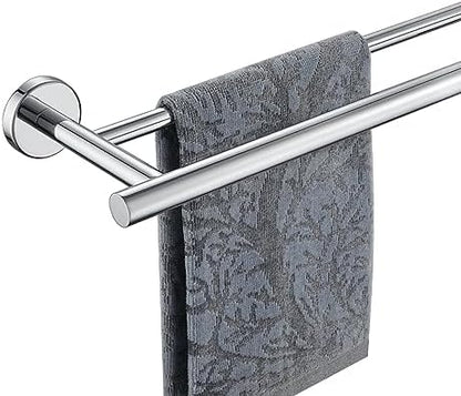 Double Towel Bar, 304 Stainless Steel Thicken 0.8mm Bath Towel Rack for Bathroom, Towel Holder Wall Mount-Toppalletfly