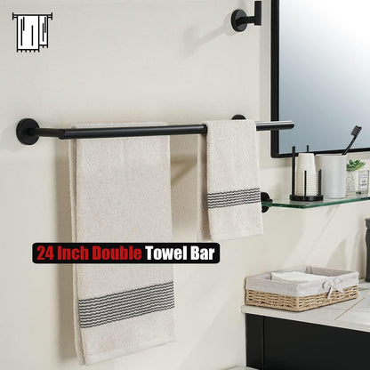 Double Towel Bar, 304 Stainless Steel Thicken 0.8mm Bath Towel Rack for Bathroom, Towel Holder Wall Mount-Toppalletfly