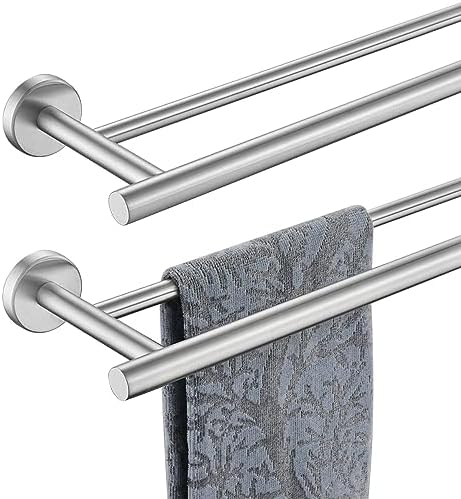 Double Towel Bar, 304 Stainless Steel Thicken 0.8mm Bath Towel Rack for Bathroom, Towel Holder Wall Mount-Toppalletfly