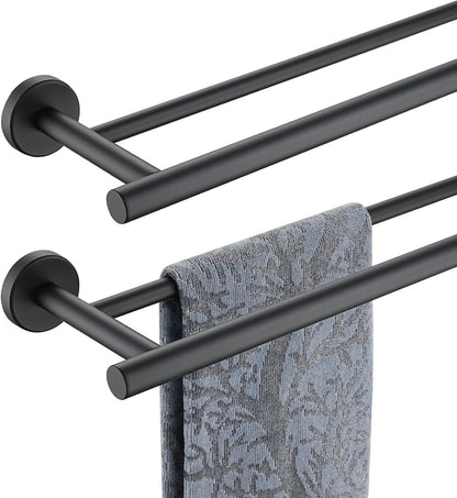 Double Towel Bar, 304 Stainless Steel Thicken 0.8mm Bath Towel Rack for Bathroom, Towel Holder Wall Mount-Toppalletfly