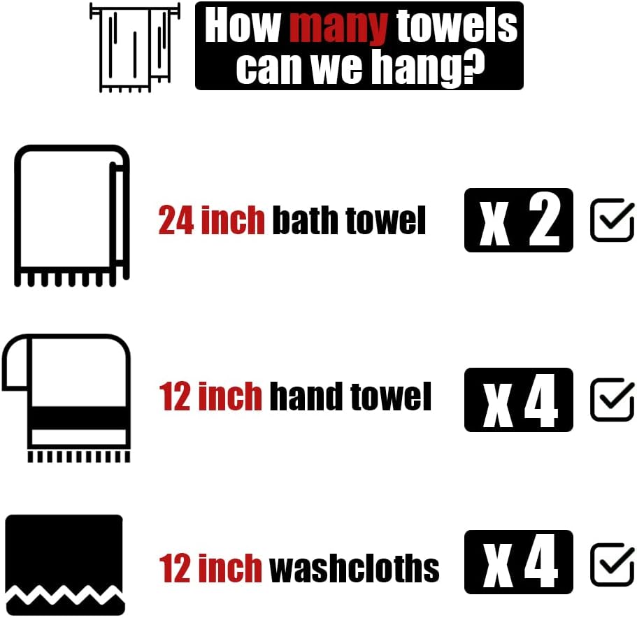 Double Towel Bar, 304 Stainless Steel Thicken 0.8mm Bath Towel Rack for Bathroom, Towel Holder Wall Mount-Toppalletfly