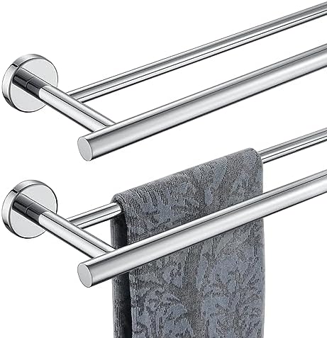 Double Towel Bar, 304 Stainless Steel Thicken 0.8mm Bath Towel Rack for Bathroom, Towel Holder Wall Mount-Toppalletfly