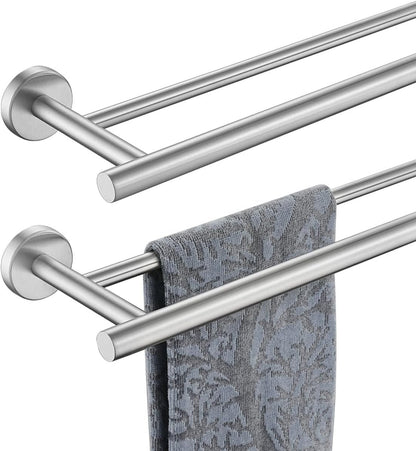 Double Towel Bar, 304 Stainless Steel Thicken 0.8mm Bath Towel Rack for Bathroom, Towel Holder Wall Mount-Toppalletfly