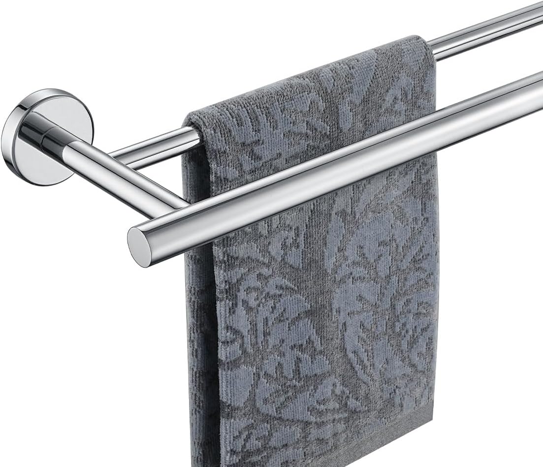 Double Towel Bar, 304 Stainless Steel Thicken 0.8mm Bath Towel Rack for Bathroom, Towel Holder Wall Mount-Toppalletfly