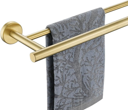 Double Towel Bar, 304 Stainless Steel Thicken 0.8mm Bath Towel Rack for Bathroom, Towel Holder Wall Mount-Toppalletfly
