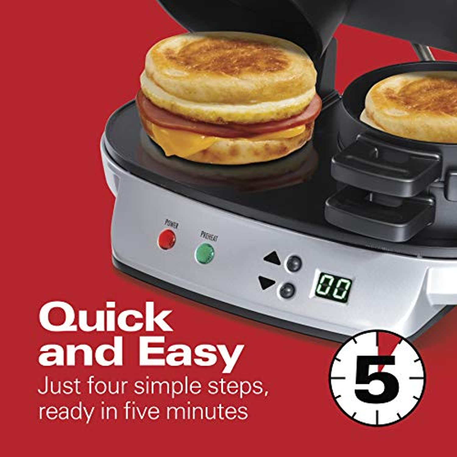 Dual Breakfast Sandwich Maker with Timer-Toppalletfly