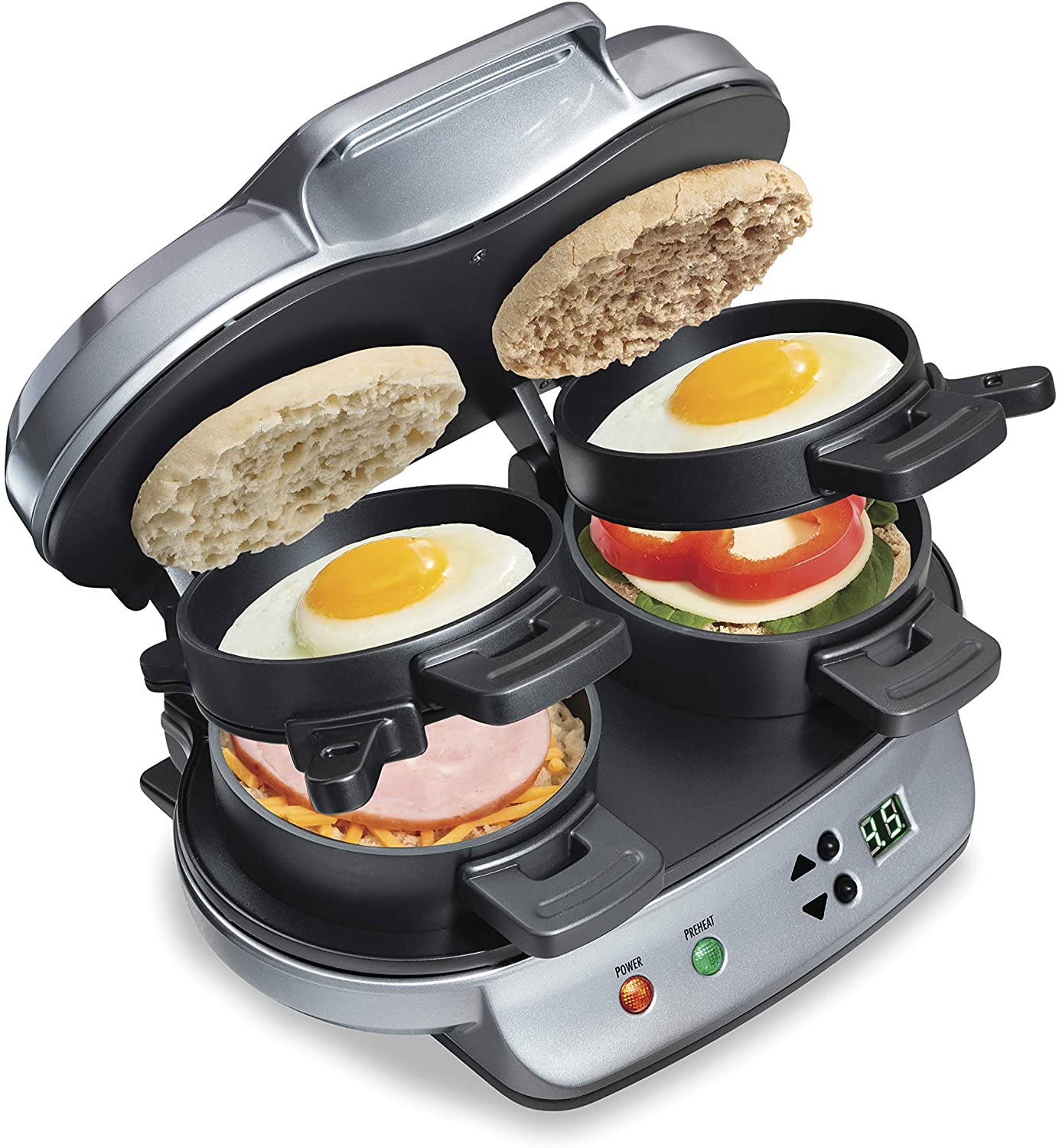 Dual Breakfast Sandwich Maker with Timer-Toppalletfly