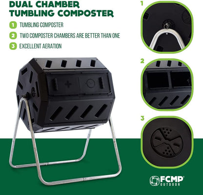 Dual Chamber Tumbling Composter-Toppalletfly