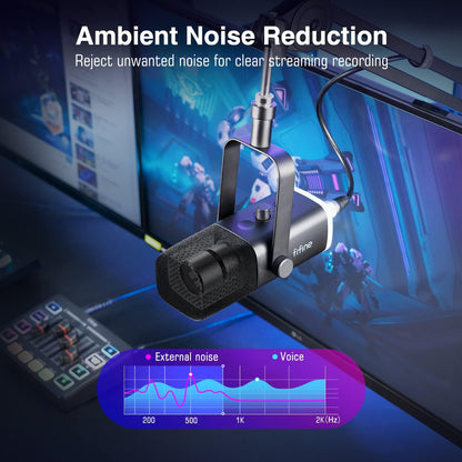 Dynamic Microphone for Podcast Recording, PC Computer Gaming Streaming Mic with RGB Light, Mute Button, Headphones Jack, Desktop Stand-Toppalletfly