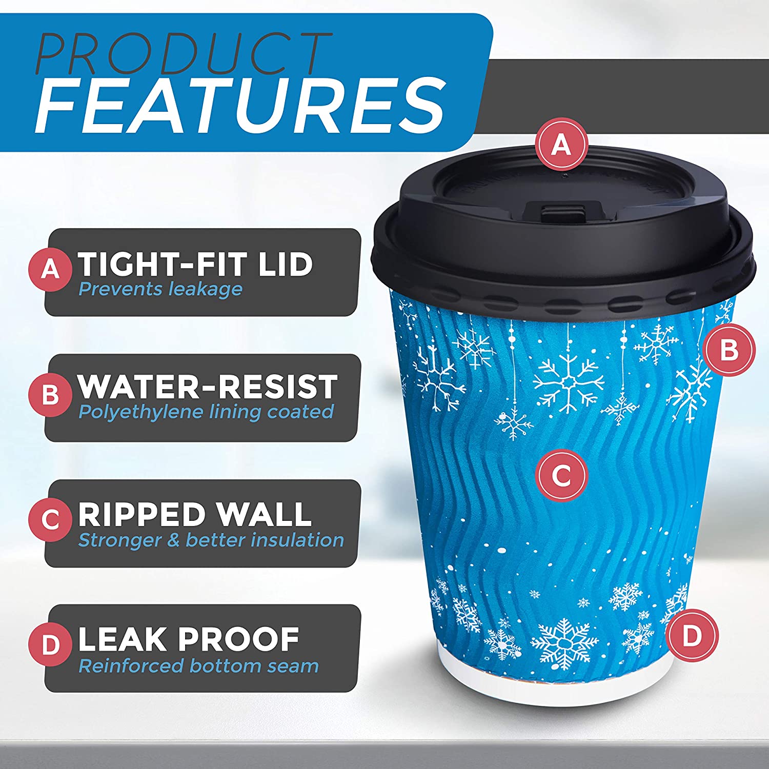 Eco Friendly and Recyclable To Go Cups for Hot and Cold Drinks 12 oz 50 Sets - Toppalletfly