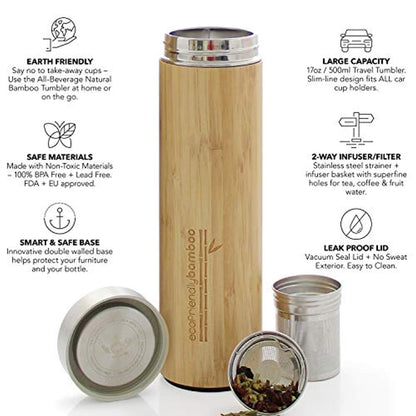 Eco-Friendly Hot and Cold Tea Infuser Travel Tumbler, Large Capacity 17 oz, 500 ml-Toppalletfly