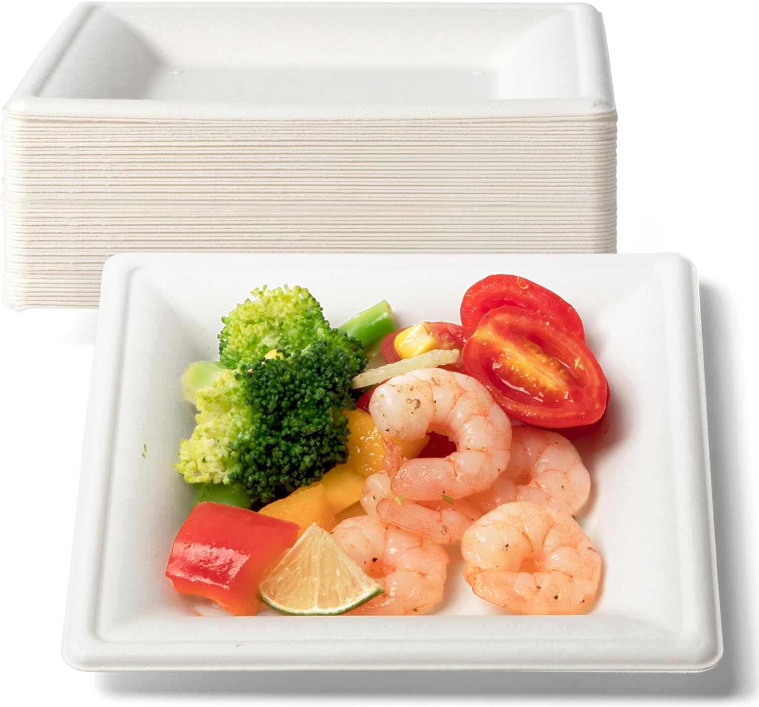 Eco-Friendly Sugarcane Plates for Party, Compostable Heavy-Duty Disposable Biodegradable Square Plates-Toppalletfly