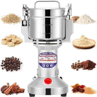 Electric Grain Mill Grinder, Commercial Spice Grinder Stainless Steel-Toppalletfly