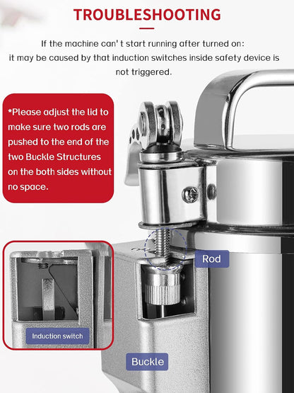 Electric Grain Mill Grinder, Commercial Spice Grinder Stainless Steel-Toppalletfly