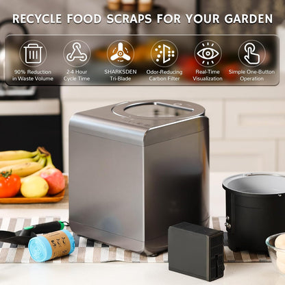 Electric Kitchen Composter, 2.5L Capacity, Turn Food Waste and Scraps into Dry Compost-Toppalletfly