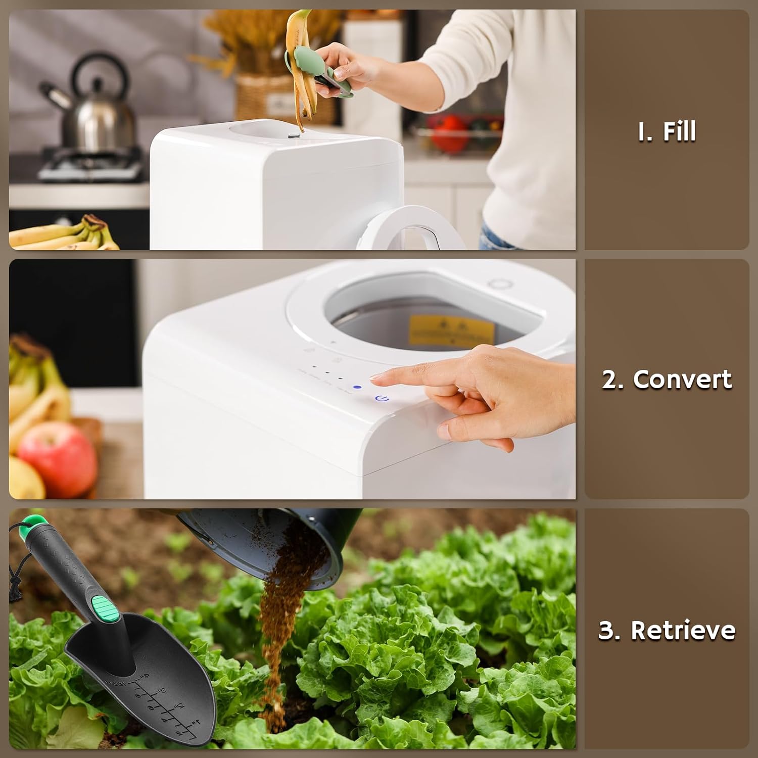 Electric Kitchen Composter, 2.5L Capacity, Turn Food Waste and Scraps into Dry Compost-Toppalletfly