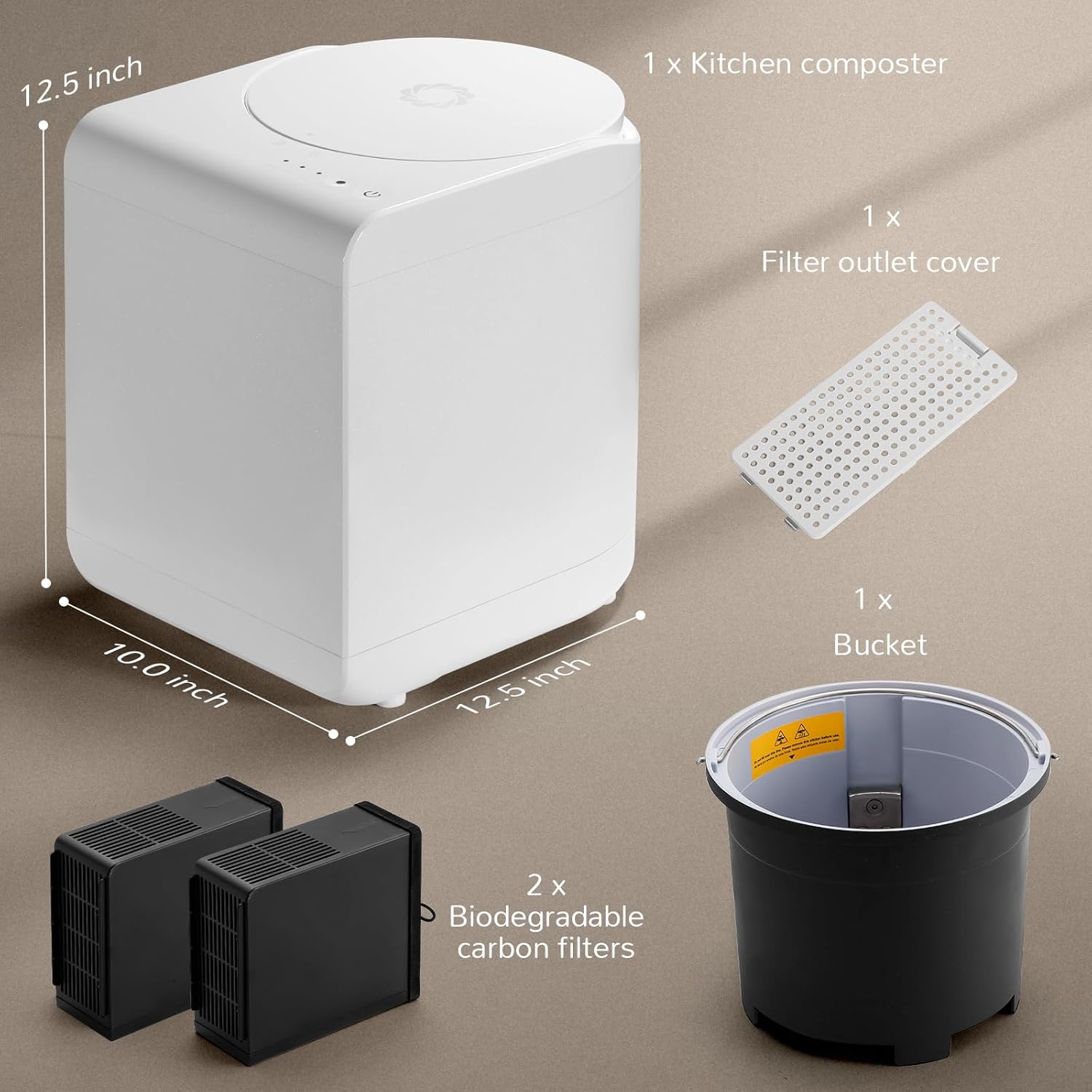Electric Kitchen Composter, 2.5L Capacity, Turn Food Waste and Scraps into Dry Compost-Toppalletfly