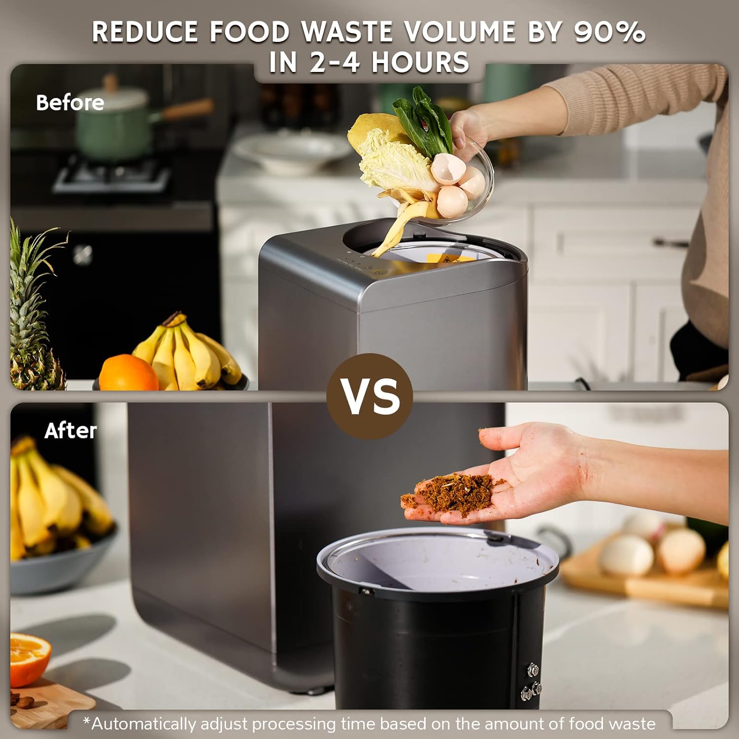 Electric Kitchen Composter, 2.5L Capacity, Turn Food Waste and Scraps into Dry Compost-Toppalletfly