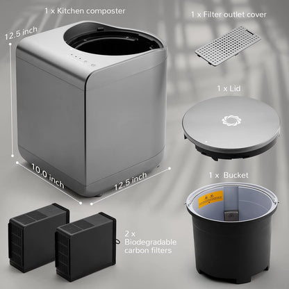 Electric Kitchen Composter, 2.5L Capacity, Turn Food Waste and Scraps into Dry Compost-Toppalletfly